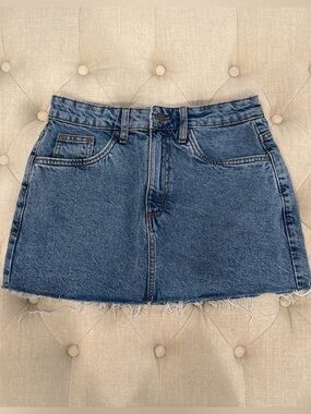 Cotton On Blue Denim Mini Skirt with Raw Hem